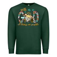 Sports Green with god all things are possible with baby jesus bbs Premium Sweatshirt - BundleAndBundleShop