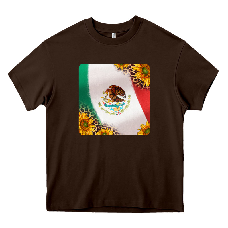 Mexican Flag Sunflowers And Leopard Coaster Heavy Core Tee by Jasminsmagicworld | Teevron