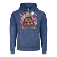 Vintage Denim Hair Boss Afro Messy Bun With Money Bbs Vintage Hoodie - BundleAndBundleShop