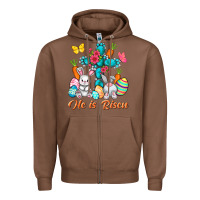 Chestnut He is risen with Cross Easter Day Zipper Hoodie - HowdyJamesFarm