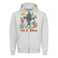 Dove Grey He is risen with Cross Easter Day Zipper Hoodie - HowdyJamesFarm