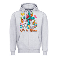 Heather Grey He is risen with Cross Easter Day Zipper Hoodie - HowdyJamesFarm
