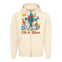 Sandshell He is risen with Cross Easter Day Zipper Hoodie - HowdyJamesFarm