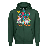 Sports Green He is risen with Cross Easter Day Zipper Hoodie - HowdyJamesFarm
