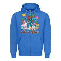 True Royal He is risen with Cross Easter Day Zipper Hoodie - HowdyJamesFarm