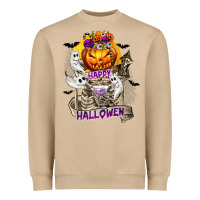 Mushroom Happy Halloween with Skeleton Heavyweight Sweatshirt - texasbilliewilder