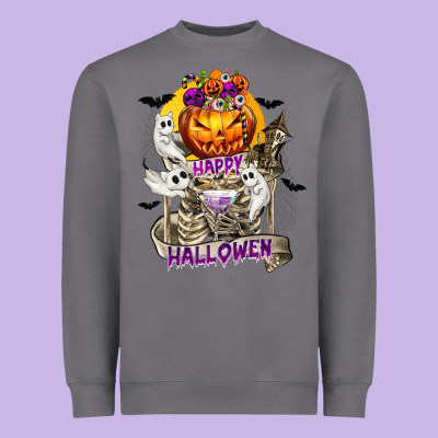 Happy Halloween With Skeleton Heavyweight Sweatshirt Designed By Texasbilliewilder