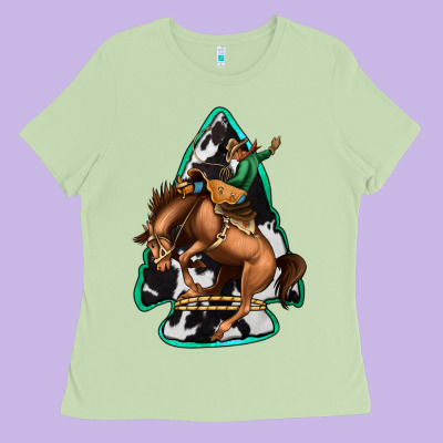 Bucking Bronco Arrowhead Ladies Tee Designed By Jasminsmagicworld