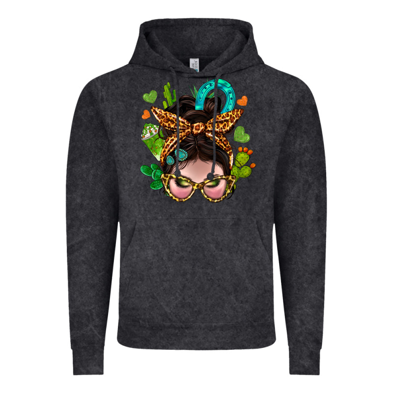 Western  Messy Bun With Cactus Vintage Hoodie by BundleAndBundleShop | Teevron