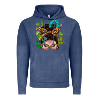 Vintage Denim Western  Messy Bun With Cactus Vintage Hoodie - BundleAndBundleShop