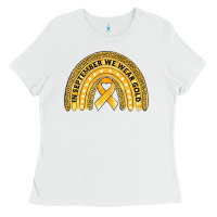 White Childhood cancer awareness rainbow Ladies Tee - Jasminsmagicworld