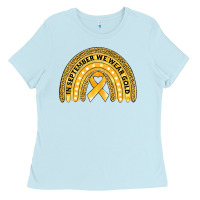 Baby Blue Childhood cancer awareness rainbow Ladies Tee - Jasminsmagicworld