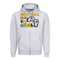 Heather Grey game over back to school Zipper Hoodie - CowGirlArtShop