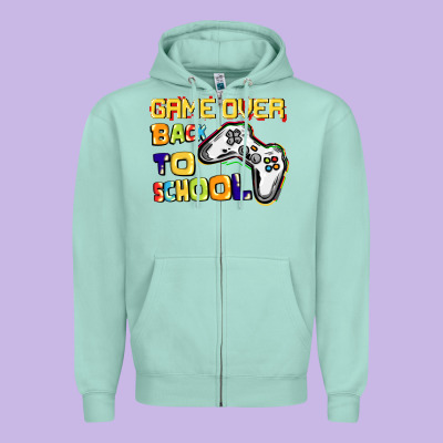 Game Over Back To School Zipper Hoodie Designed By Cowgirlartshop