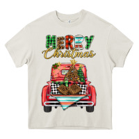 Cream merry christmas truck Heavy Core Tee - BarkalooDesign