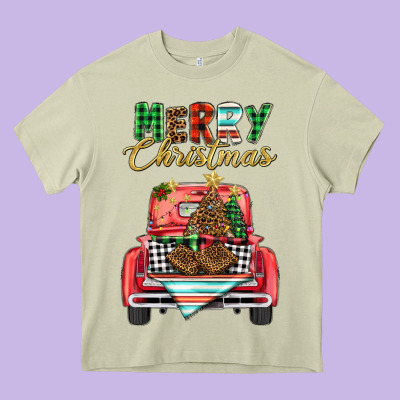 Merry Christmas Truck Heavy Core Tee Designed By Barkaloodesign