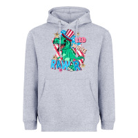 Heather Grey Red white rawr Heavyweight Hoodie - FaDigitalArtStudio