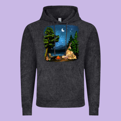 Night Glamping Camp With Wine Vintage Hoodie Designed By Bundleandbundleshop