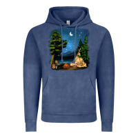 Vintage Denim Night Glamping Camp With Wine Vintage Hoodie - BundleAndBundleShop