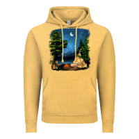 Vintage Mustard Night Glamping Camp With Wine Vintage Hoodie - BundleAndBundleShop