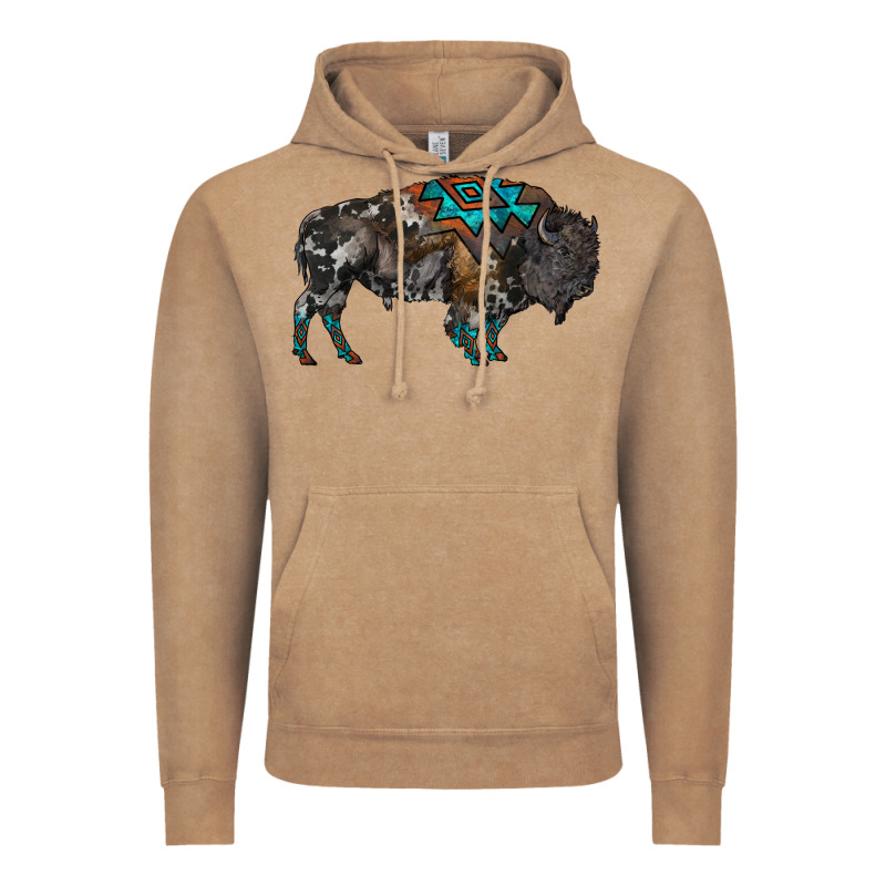 Cowhide Bison Vintage Hoodie by RanaPortraitStore | Teevron