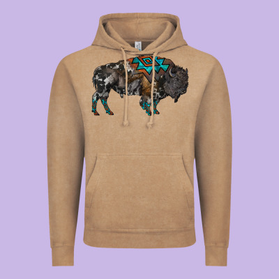 Cowhide Bison Vintage Hoodie Designed By Ranaportraitstore