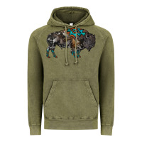 Vintage Olive cowhide bison Vintage Hoodie - RanaPortraitStore
