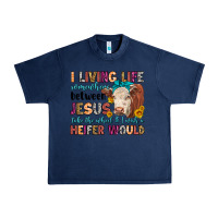 Navy i living life somewhere between jesus take the whe Urban Heavy Tee - LillyAllenDesigns