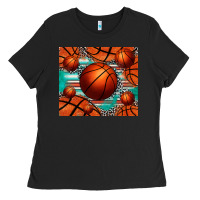 Black basketball leopard serape tumbler Ladies Tee - Jasminsmagicworld