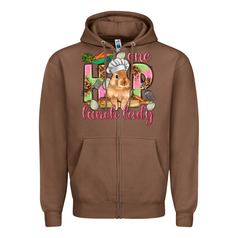 One Hip Lunch Lady Easter Day Zipper Hoodie by HowdyJamesFarm | Teevron