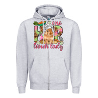 Heather Grey One hip lunch lady Easter Day Zipper Hoodie - HowdyJamesFarm