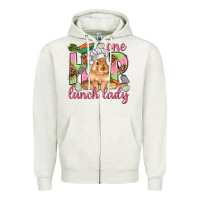 Oatmeal Heather One hip lunch lady Easter Day Zipper Hoodie - HowdyJamesFarm