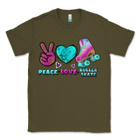 Army Green peace love roller skate Classic Tee - BundleAndBundleShop