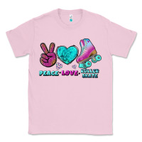 Bubblegum Pink peace love roller skate Classic Tee - BundleAndBundleShop