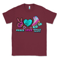 Burgundy peace love roller skate Classic Tee - BundleAndBundleShop