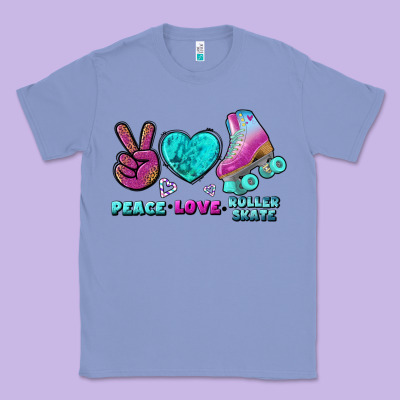 Peace Love Roller Skate Classic Tee Designed By Bundleandbundleshop