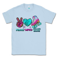 Dusty Blue peace love roller skate Classic Tee - BundleAndBundleShop