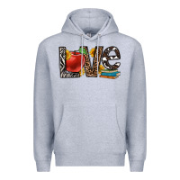 Heather Grey love teacher Premium Hoodie - OliviaCreatesArt