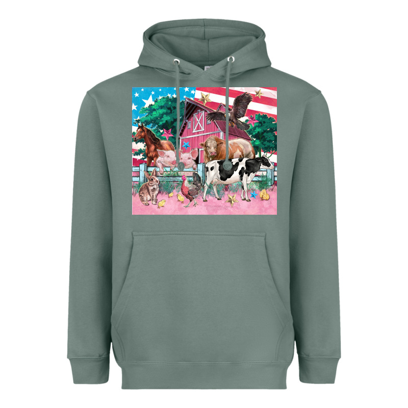 American Farm Animals Tumbler 4th Of July Heavyweight Hoodie by FaDigitalArtStudio | Teevron