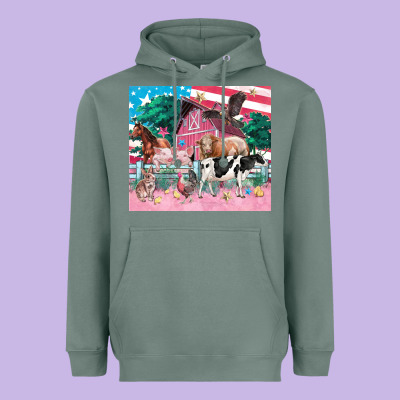American Farm Animals Tumbler 4th Of July Heavyweight Hoodie Designed By Fadigitalartstudio