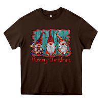 Chocolate Brown merry christmas gnomes Heavy Core Tee - BarkalooDesign
