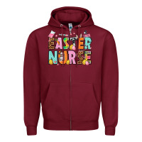 Burgundy Easter nurse Easter Day Zipper Hoodie - HowdyJamesFarm