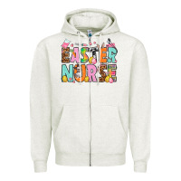 Oatmeal Heather Easter nurse Easter Day Zipper Hoodie - HowdyJamesFarm