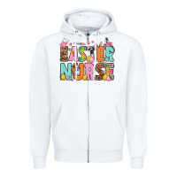 White Easter nurse Easter Day Zipper Hoodie - HowdyJamesFarm