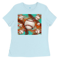 Baby Blue baseball turquoise serape glitter tumbler Ladies Tee - Jasminsmagicworld