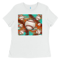 White baseball turquoise serape glitter tumbler Ladies Tee - Jasminsmagicworld