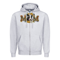Heather Grey Mom with cow Zipper Hoodie - CowGirlArtShop