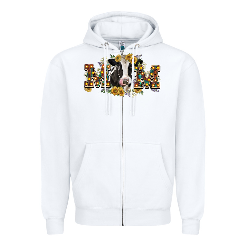 Mom With Cow Zipper Hoodie by CowGirlArtShop | Teevron