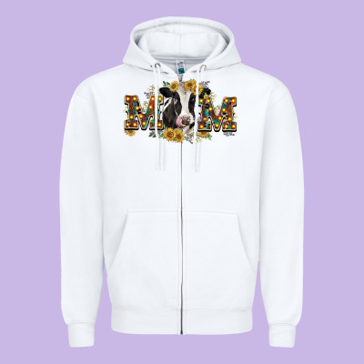 Mom With Cow Zipper Hoodie Designed By Cowgirlartshop