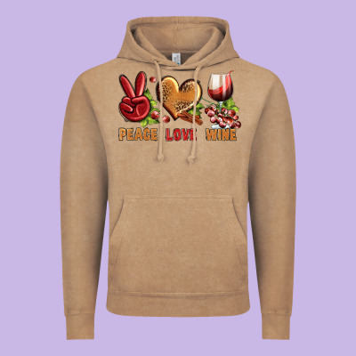 Peace Love Wine Vintage Hoodie Designed By Bundleandbundleshop
